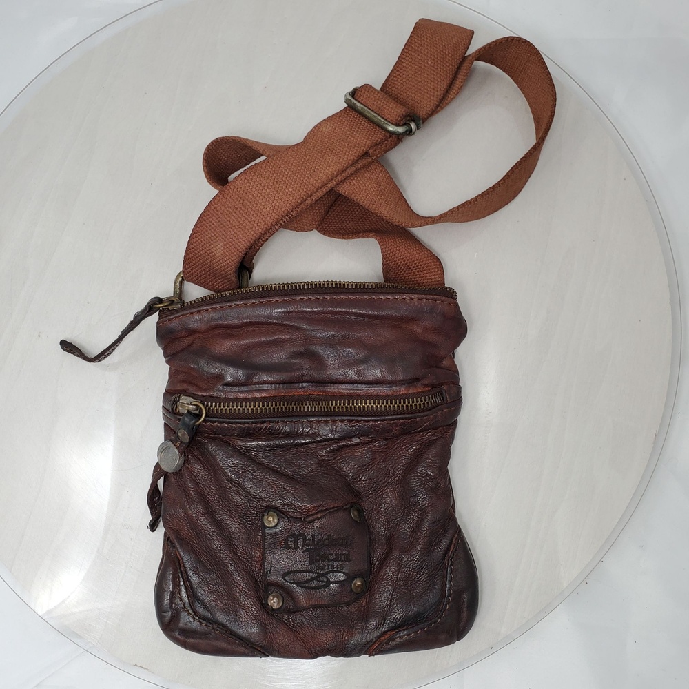 Vintage Maledetti Toscani Brown Leather Small Crossbody Bag Rustic Italy Travel